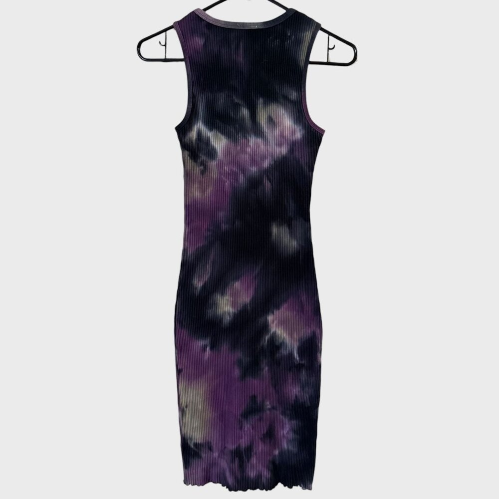 Le Lis Tie-Dye Midi Dress Purple & Blue Women's Medium Bodycon Ribbed-Knit - Picture 4 of 9
